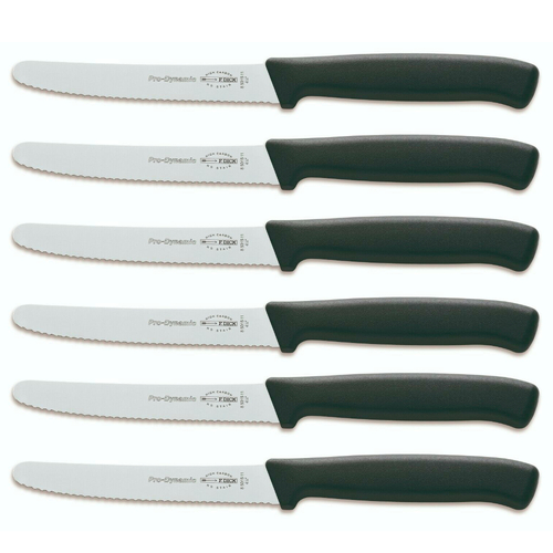 F DICK FDICK x 6 Micro Serrated Utility Steak Knives Knife Tomato BLACK 11cm