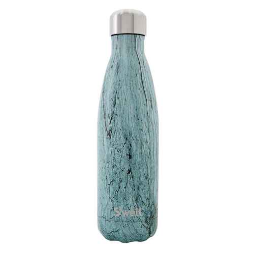 New SWELL S'WELL INSULATED 500ml TEAL WOOD Stainless Steel Bottle Tea Coffee Water Soup