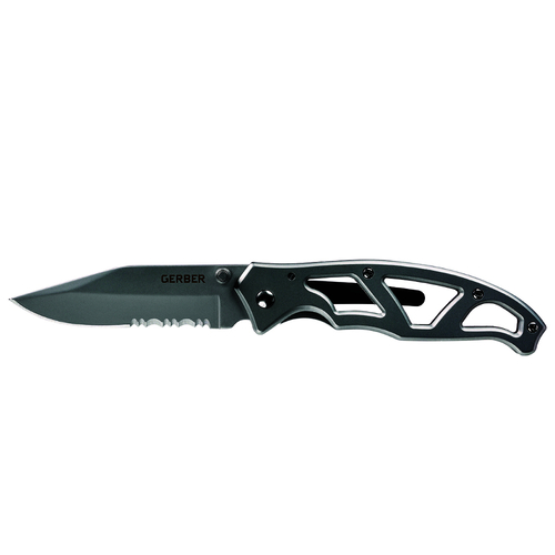New GERBER Paraframe I Clip Serrated Blade Folding Knife Stainless Steel - 2248443
