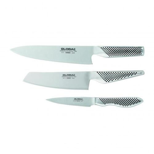 GLOBAL 3 Piece Knife Set 9cm Paring & 14cmVegetable 20cm Cooks 3pc