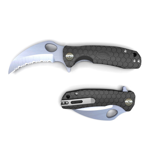 Honey Badger Claw Small BLACK Serrated Blade Folding Pocket Knife YHB1151