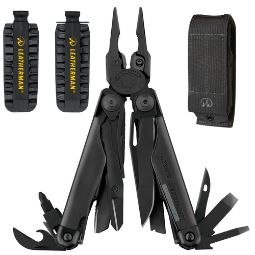 New Leatherman SURGE BLACK Multi-Tool & Molle Sheath & Bit Kit