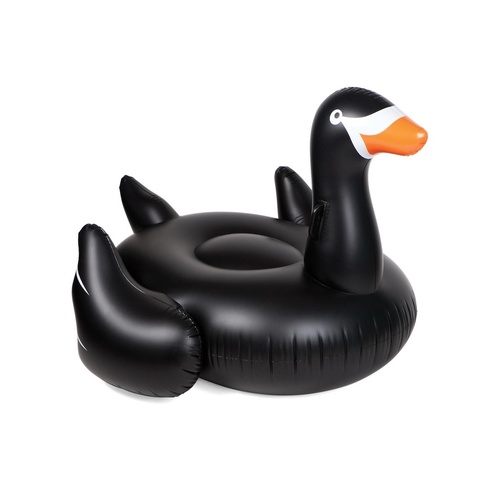 New SUNNYLIFE LUXE BLACK SWAN Inflatable Pool Toy W/ Handles Garden Beach Super Size Huge AGE 6+