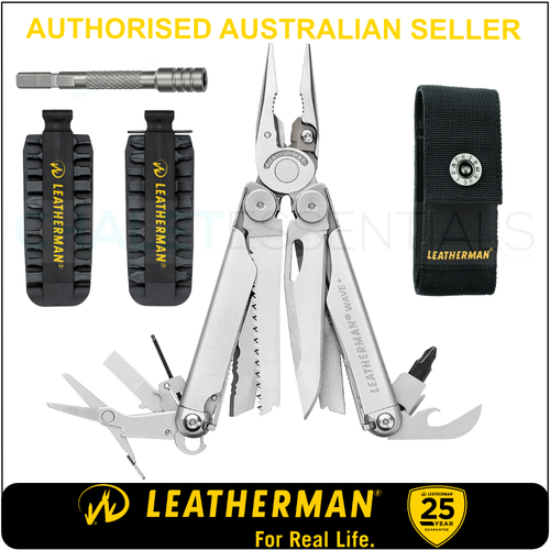 LATEST 2018 Leatherman WAVE PLUS + Multi Tool & Sheath & Bit Kit & Bit Extender