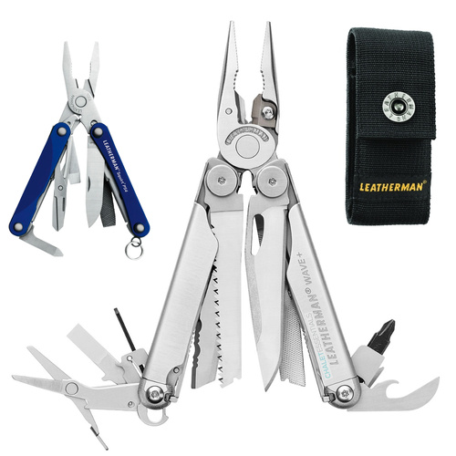 New Leatherman WAVE PLUS + Stainless Steel Multi Tool & Nylon Sheath & Squirt Blue