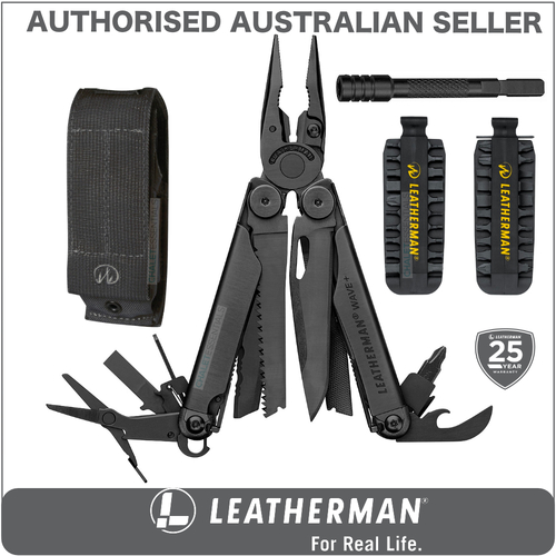 New Leatherman BLACK WAVE PLUS + MultiTool & Sheath & Bit Kit & Extender