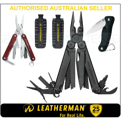 LATEST '18 Leatherman BLK WAVE PLUS + MultiTool & BitKit & Skeletool Knife & Squirt RED