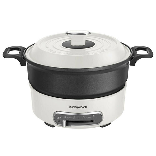 NEW MORPHY RICHARDS 1.8L MULTI FUNCTION ROUND COOKING POT , WHITE