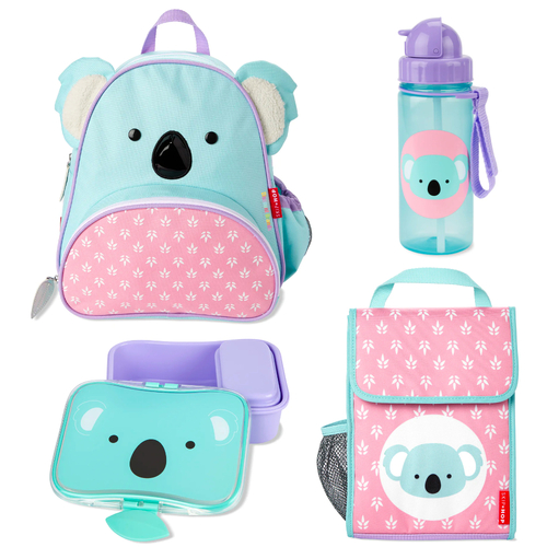 Skip Hop Zoo Backpack + Lunch Bag  + Lunch Box + Drink Bottle 4pc Set - Koala