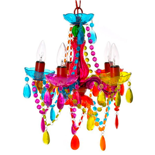 SMALL COLOURFUL 5 ARM GYPSY CHANDELIER LAMP CEILING LIGHT BRIGHT BOHO GIRLS LAMP 