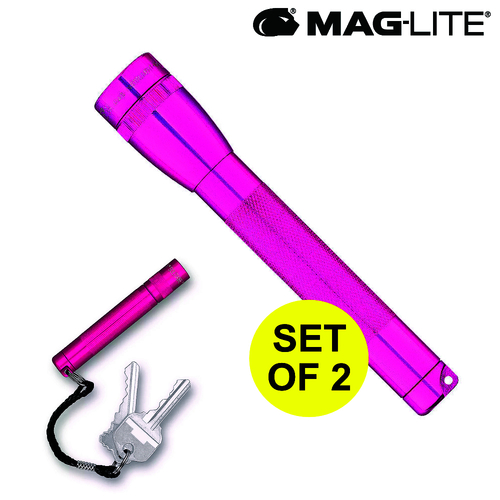 2AA MAGLITE FLASHLIGHT HOT PINK & SOLITAIRE USA