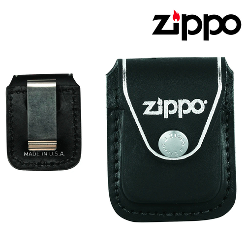 New ZIPPO Black Leather Pouch with Clip , Free Post