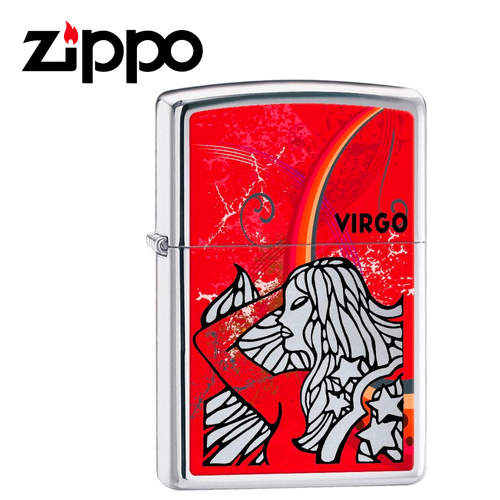 New Zippo High Polish Chrome Zodiac Lighter - Virgo
