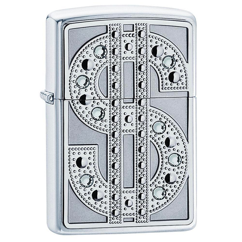 NEW ZIPPO HIGH POLISH CHROME BLING EMBLEM LIGHTER