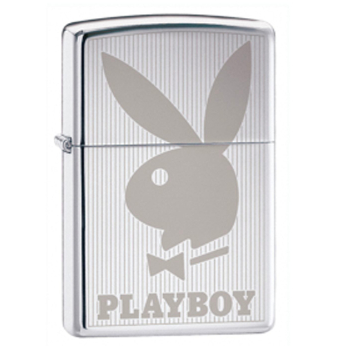 New Zippo High Polish Chrome Playboy Vertical Lighter