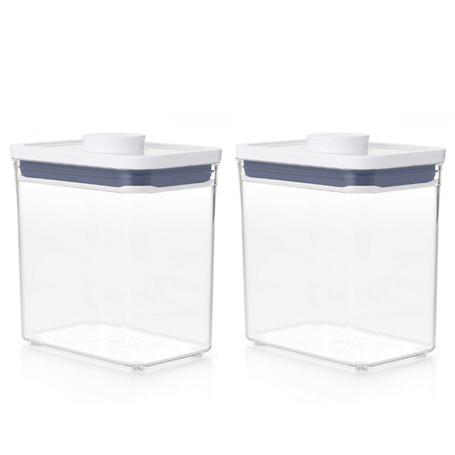 2 x OXO GOOD RECTANGLE SHORT 1600ml AIR TIGHT 1.6L POP 2.0 CONTAINER 