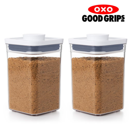 2 x OXO GOOD SMALL SQUARE SHORT 1000ml AIR TIGHT 1L POP 2.0 CONTAINER