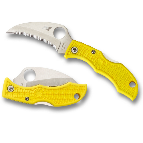 Spyderco Ladybug 3 Salt Hawkbill Yellow H1 Serrated Blade Folding Knife , YSLYLS3HB