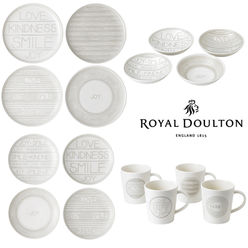 Royal Doulton ED Ellen DeGeneres 16pc Taupe Accents Dinner Bowl Mug Plate  Set of 16