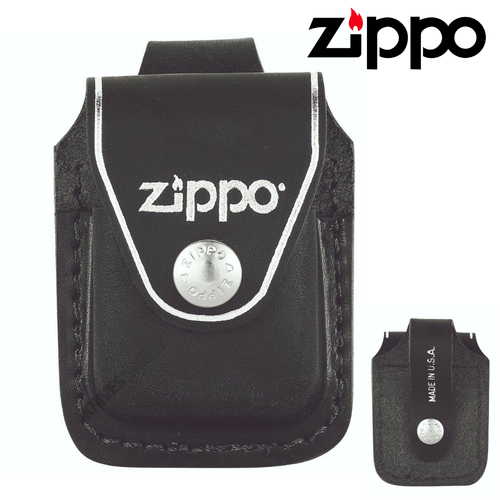 New ZIPPO Black Leather Pouch with Loop , Free Post