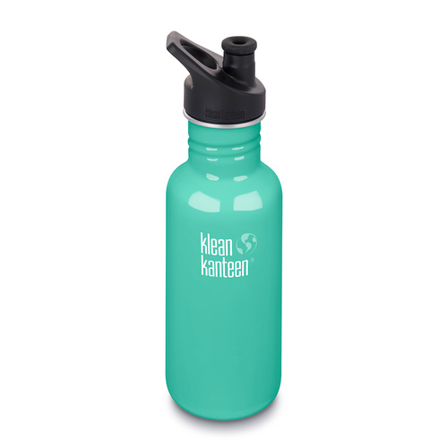 Klean Kanteen Classic 18oz / 532ml Classic w/Sport Cap Water Bottle , Sea Crest Aqua