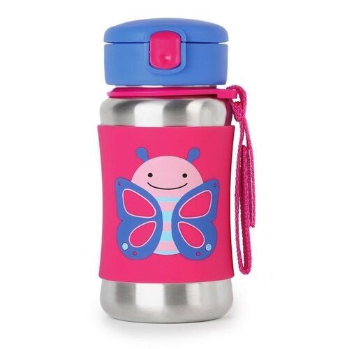 Skip Hop Zoo Stainless Straw Water Bottle - Butterfly  