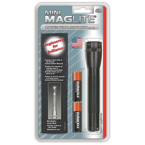 NEW MAGLITE 2AA CELL BLACK FLASHLIGHT WITH POUCH MADE IN USA