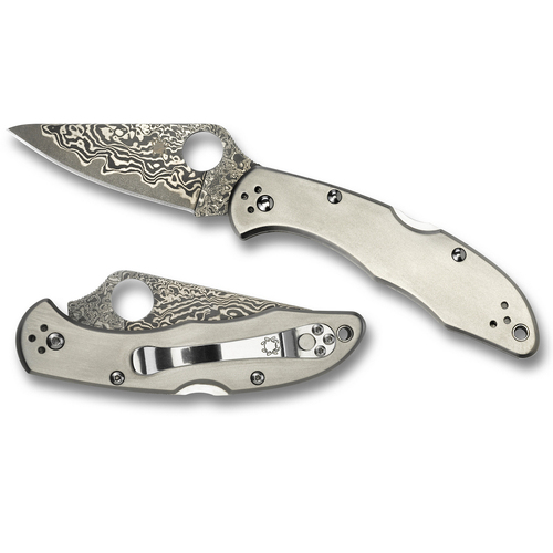 Spyderco Delica 4 Titanium Damascus - Plain Blade YSC11TIPD