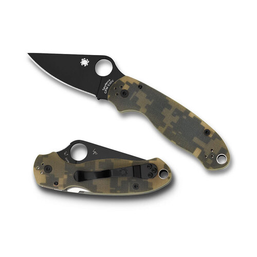 Spyderco Para 3 Camo Handle - Plain Black Blade Folding Knife , YSC223GPCMOBK