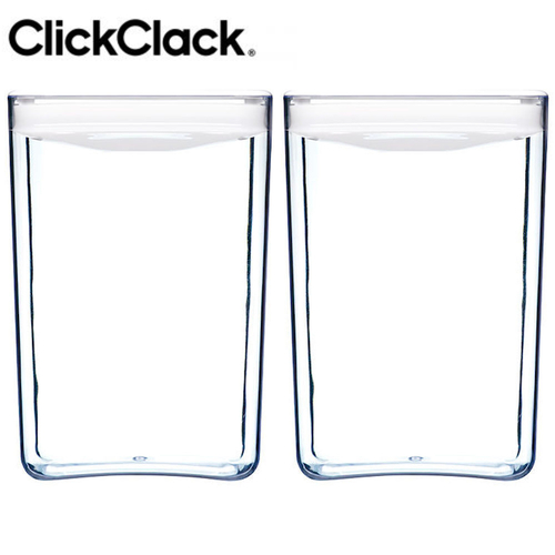 2 X CLICKCLACK 4.3L PANTRY CUBE CONTAINER W/ LID WHITE 4300ML AIR TIGHT