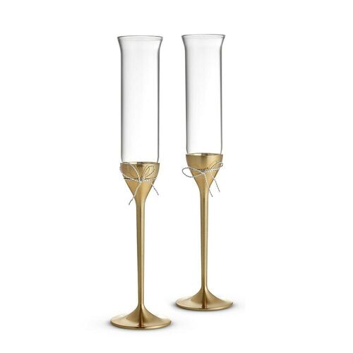 Vera Wang by Wedgwood Love Knots Gold Toasting Champagne Flute , 2pc Set 