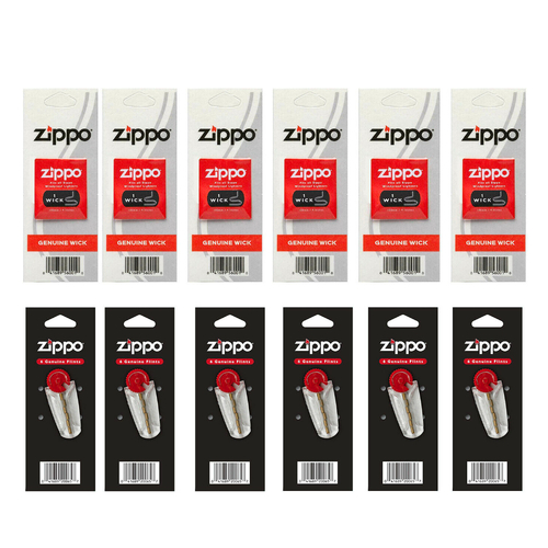 Zippo Lighter 6 x Flints & 6 x Wicks , Total 36 Flints + 6 Wicks