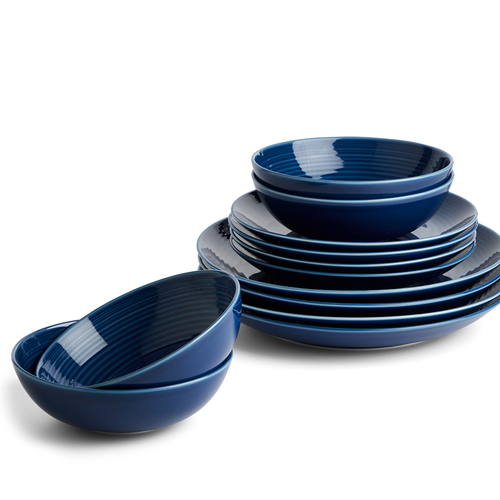 Royal Doulton Gordon Ramsay 12pc Dinner Stoneware Set of 12 , Denim Blue