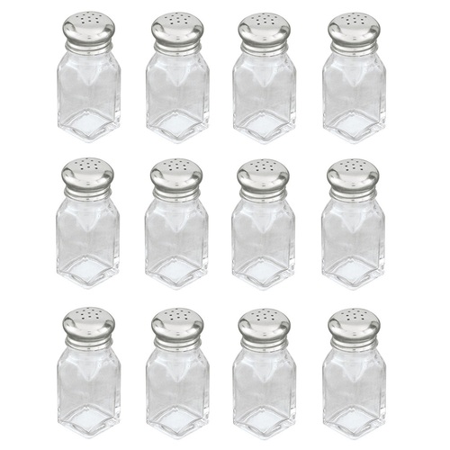 12 x Glass Salt and Pepper Shakers Square 60ml