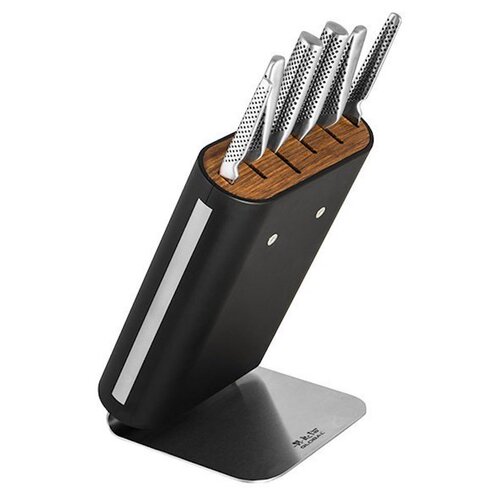 NEW GLOBAL HIRO BLACK 7PC 7 PIECE KNIFE SET STAINLESS STEEL JAPAN