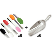 6 x Candy Lolly Mini Scoop AND 6 x Mini Tongs