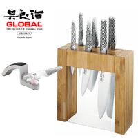 Global Ikasu 7pc Knife Block Set & Mino Sharpener