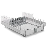 Oxo Good Grips Foldaway Dish Drying Rack Kitchen Organiser w/ Utensils Holder + Drip Tray 