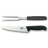 Victorinox 2pc Carving Set Fork 15cm & 19cm Cooks Knife Combo 