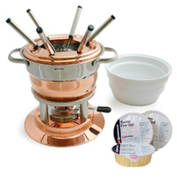 Swissmar Lausanne 11pc Copper Fondue & Swiss Fire Gel 88ml Set of 3