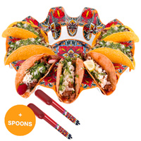 New Prepara Taco Carousel Holder Stand & Taco Spoon Set of 2 