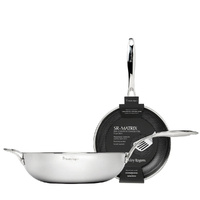 New Stanley Rogers Matrix 26cm Frypan & 32cm Wok Non-Stick Suits Induction , 2pc