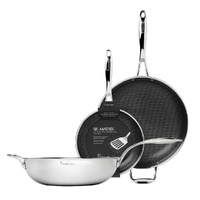 New Stanley Rogers Matrix 26cm & 32cm Frypan & 32cm Wok Non-Stick Suits Induction , 3pc