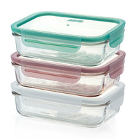 New Glasslock Rectangular Storage Container Set w/ Lid 3pc - 400ml