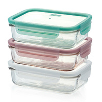 New Glasslock Rectangular Storage Container Set w/ Lid 3pc - 710ml