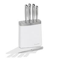 Stanley Rogers 6 Piece White & Steel Knife Block Set 6pc
