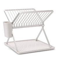 Brabantia Foldable Dish Drying Rack With Utensils Holder - Light Grey