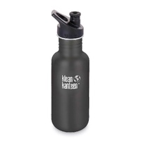 KLEAN KANTEEN CLASSIC 18OZ / 532ML CAMPING WATER BOTTLE SPORT CAP - SHALE BLACK