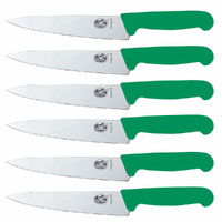Victorinox 19cm Cook's Chef Carving Knife Green Fibrox - Set of 6