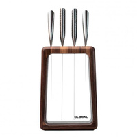 Global Hashira 5pc Walnut Knife Block Set Knives 5 Piece Japanese